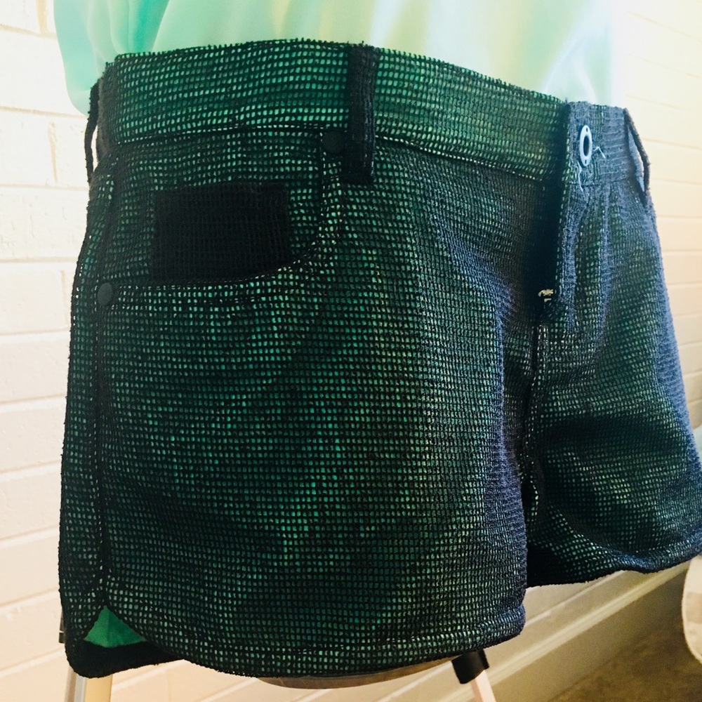 Hurley Mint Green, Black Mesh Shorts